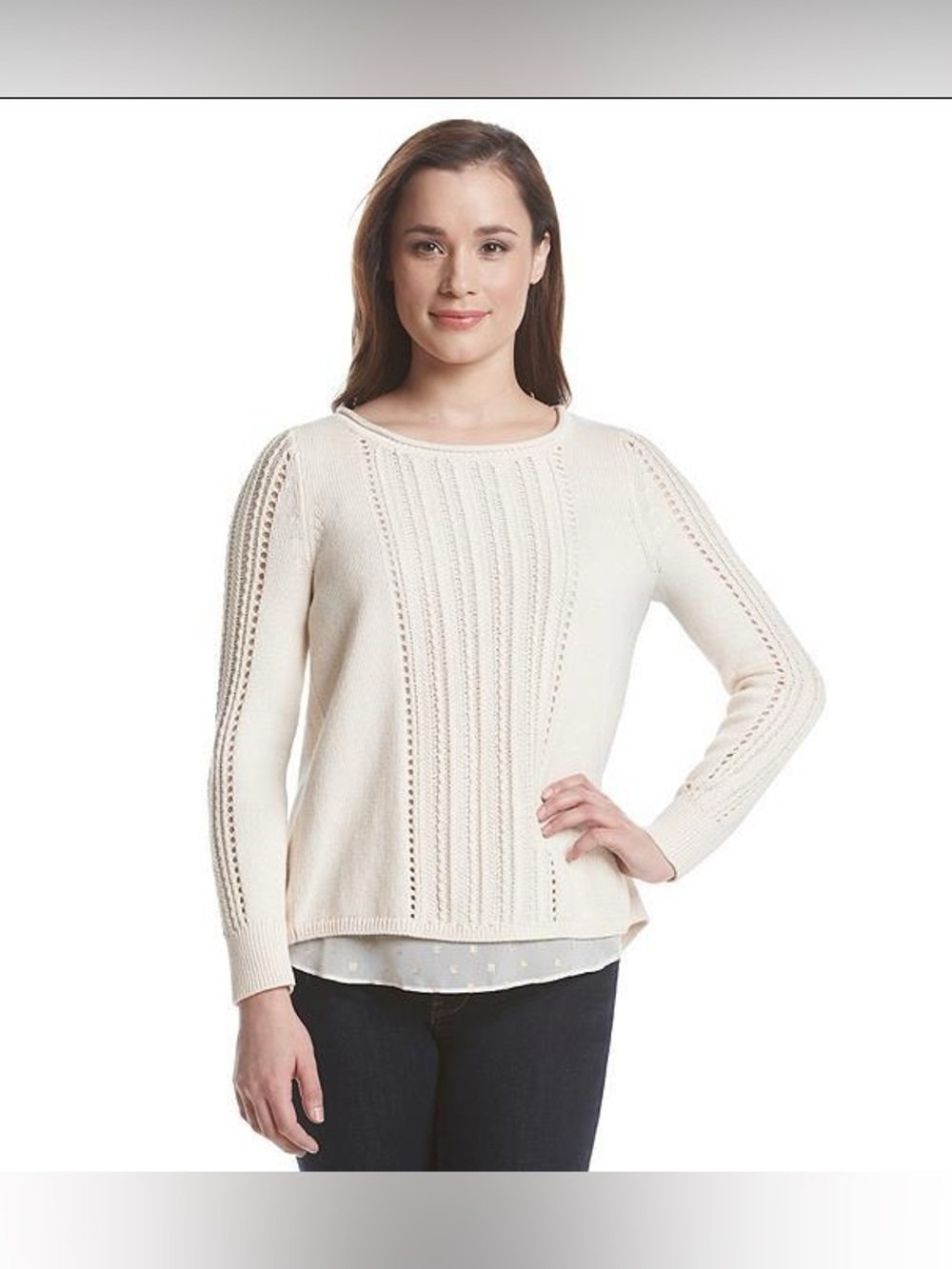 Lucky Brand Cream Knit Sweater Size XL